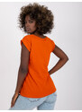 Fashionhunters Jednoduché, tmavě oranžové dámské tričko