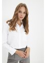 Trendyol White Boyfriend/Wide Fit Woven Shirt