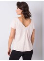 Fashionhunters Světle růžové tričko s výstřihem na zádech