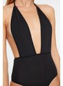 Trendyol Black Knitted Body With Low-Cut Back, Snap Snap Button