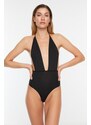 Trendyol Black Knitted Body With Low-Cut Back, Snap Snap Button