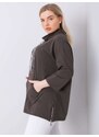 Fashionhunters Tmavá khaki halenka plus size Iselin