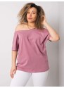 Fashionhunters Bavlněné tričko v barvě špinavě růžové ve větší velikosti