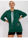 Fashionhunters Tmavě zelená mikinová tunika plus size pro běžné nošení Sylviane