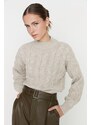 Trendyol Stone Crop Pletený svetr s vysokým výstřihem