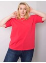 Fashionhunters Korálové tričko z bavlny plus size