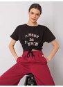 Fashionhunters Černé dámské tričko s nápisem