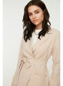 Trendyol Beige Belted Pocket Detailed Blazer Woven Jacket