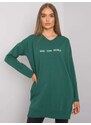 Fashionhunters Tmavě zelená tunika s nápisem Halifax RUE PARIS