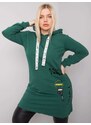 Fashionhunters Velká zelená tmavě zelená bavlněná tunika