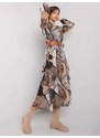 Fashionhunters Černo-béžové vzorované šaty s páskem od Richland