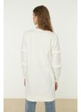 Trendyol Ecru Crew Neck Sleeves Frilly Knitted Tunic