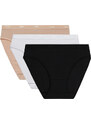 DIM ECO LES POCKETS SLIP 3x - 3 pcs of women's panties - black - white - flesh