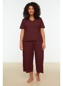 Trendyol Curve Claret Red Knitted Pajamas Set