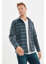 Trendyol Green Slim Fit Epaulette Lumberjack Plaid Shirt