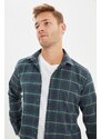 Trendyol Green Slim Fit Epaulette Lumberjack Plaid Shirt