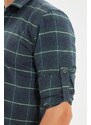 Trendyol Green Slim Fit Epaulette Lumberjack Plaid Shirt