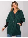 Fashionhunters RUE PARIS Tmavě zelený nadměrný kabát