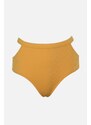 Trendyol Apricot Textured High Waist Bikini Bottoms With Cut Out Detailed