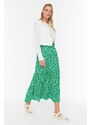 Trendyol Green Floral Pattern Knitted Skirt