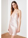 Trendyol Powder Silk Satin Nightgown with Lace and Back Detail