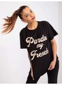 Fashionhunters Černé dámské tričko s nápisem Jade