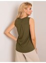 Fashionhunters Khaki dámský top s krajkou