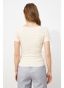 Trendyol Beige Fitted Cotton Stretch Knitted Blouse