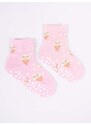 Yoclub Kids's Girls' Cotton Socks Anti Slip ABS Patterns Colours 3-pack SKA-0109G-AA3A-004