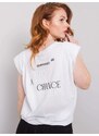 Fashionhunters Dámské bílé tričko s nápisem