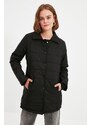 Trendyol Black Shirt Collar Prošívaný sezónní péřový nafukovací kabát se zapínáním na patentky
