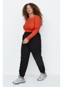 Trendyol Curve Black Loose Jogger Knitted Sweatpants with Thin Elastic Legs