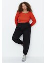 Trendyol Curve Black Loose Jogger Knitted Sweatpants with Thin Elastic Legs