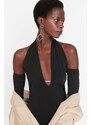 Trendyol Black Asymmetrical Collar Knitted Body