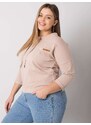 Fashionhunters Světle béžová mikina plus size bez kapuce Pasadena