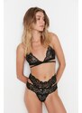 Trendyol Black Lace Capless Lacing Detailed Knitted Lingerie Set