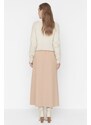 Trendyol Beige High Waist Knitted Skirt With Button Closure