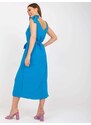 Fashionhunters Neformální modré šaty s výstřihem do V RUE PARIS