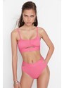 Trendyol Pink Textured Cut Out Detailed Bikini Bottoms