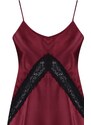 Trendyol Burgundy Weave Satin Nightgown With Lace Detail