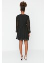 Trendyol černé mini lemované šifonové tkané šaty