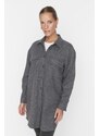 Trendyol Gray Double Pocket Detailed Winter Shirt