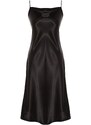 Trendyol Curve Black Straps, Satin Woven Back Detailed Nightgown