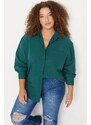 Trendyol Curve Dark Green Boyfriend Woven Shirt