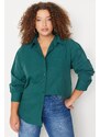 Trendyol Curve Dark Green Boyfriend Woven Shirt