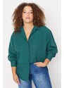 Trendyol Curve Dark Green Boyfriend Woven Shirt