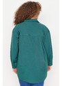 Trendyol Curve Dark Green Boyfriend Woven Shirt