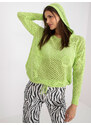 Fashionhunters Světle zelený oversized prolamovaný svetr s kapucí RUE PARIS
