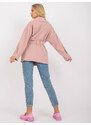 Fashionhunters Prachově růžový dámský kabát s podšívkou