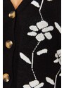 Trendyol Curve Black Floral Patterned Knitwear Cardigan